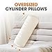 Cheer Collection Faux Fur Bolster Pillows – Soft Decorative Cylinder Pillows for Bed or Couch, Machine Washable – 8” x 24”, Set of 2, Snow Leopard