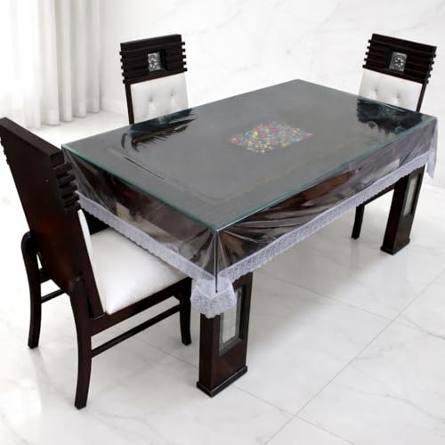Image of THE LION'S SHARE 2-4 Seater PVC Table Cover; Beige & Brown Squares; Anti Slip; 40x60 Inches; 4 Seater Center Table Cover. Tls-08