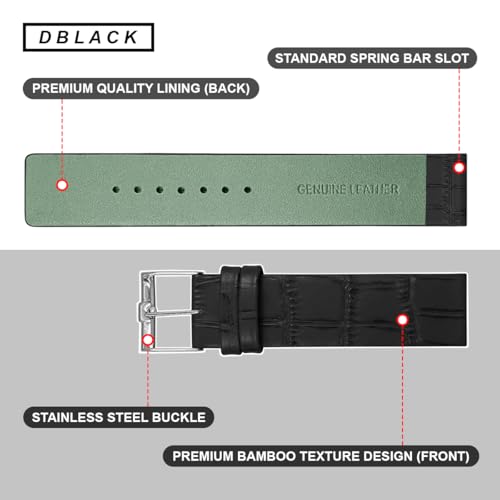 Image of DBLACK ''TNDS1'' Slim Leather Watch Strap, Minimalist style and a Bamboo-texture Design Belt / / For 18mm, 20mm, or 22mm, Compatible for TITAN Edge Slim Watches (Choose Your Size & Color)