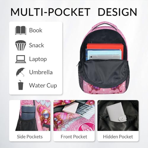 Personalized Backpack for Girls, Butterfly Backpacks for Kids, 17" Kids Bookbag for Elementary Preschool Kindergarten, Glitter School Bag for Toddler4