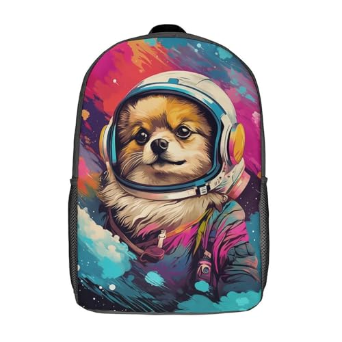 Sac à dos décontracté imprimé 3D motif Space Pup original de 17"