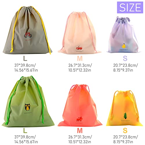6 Pack Waterproof Drawstring Bags, Draw String Travel Storage Bag - Image 2