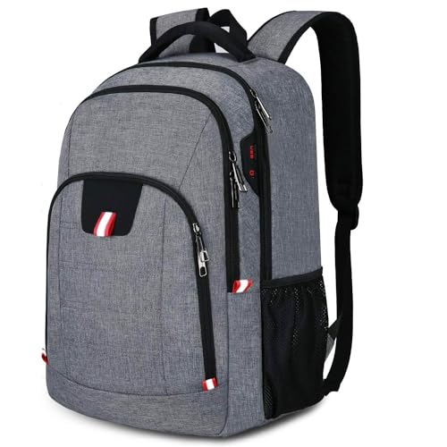 Image of Della Gao Laptop Backpack for Men, 17.3inch Large Business Travel Backpack with USB Charging Port, Water Resistant Computer Bag for Men /Women (Grey)
