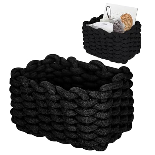 Cesta de almacenamiento de algodón trenzado negra ideal como regalo para bebé 3