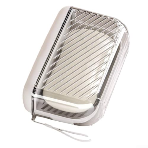Boîte à savon de voyage avec couvercle transparent, porte-savon portable pour camping, salle de sport et hôtel, construction étanche en PET + PP, blanc
