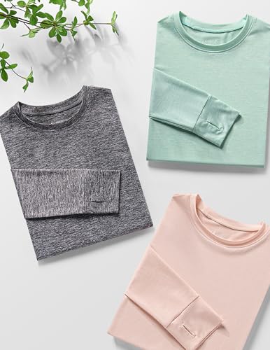 Image of Liberty Pro 3 Pack Youth Girls Active Long Sleeve Shirts | Dry Fit, Performance, Thumbholes, Athletic Tees for Kids and Teens