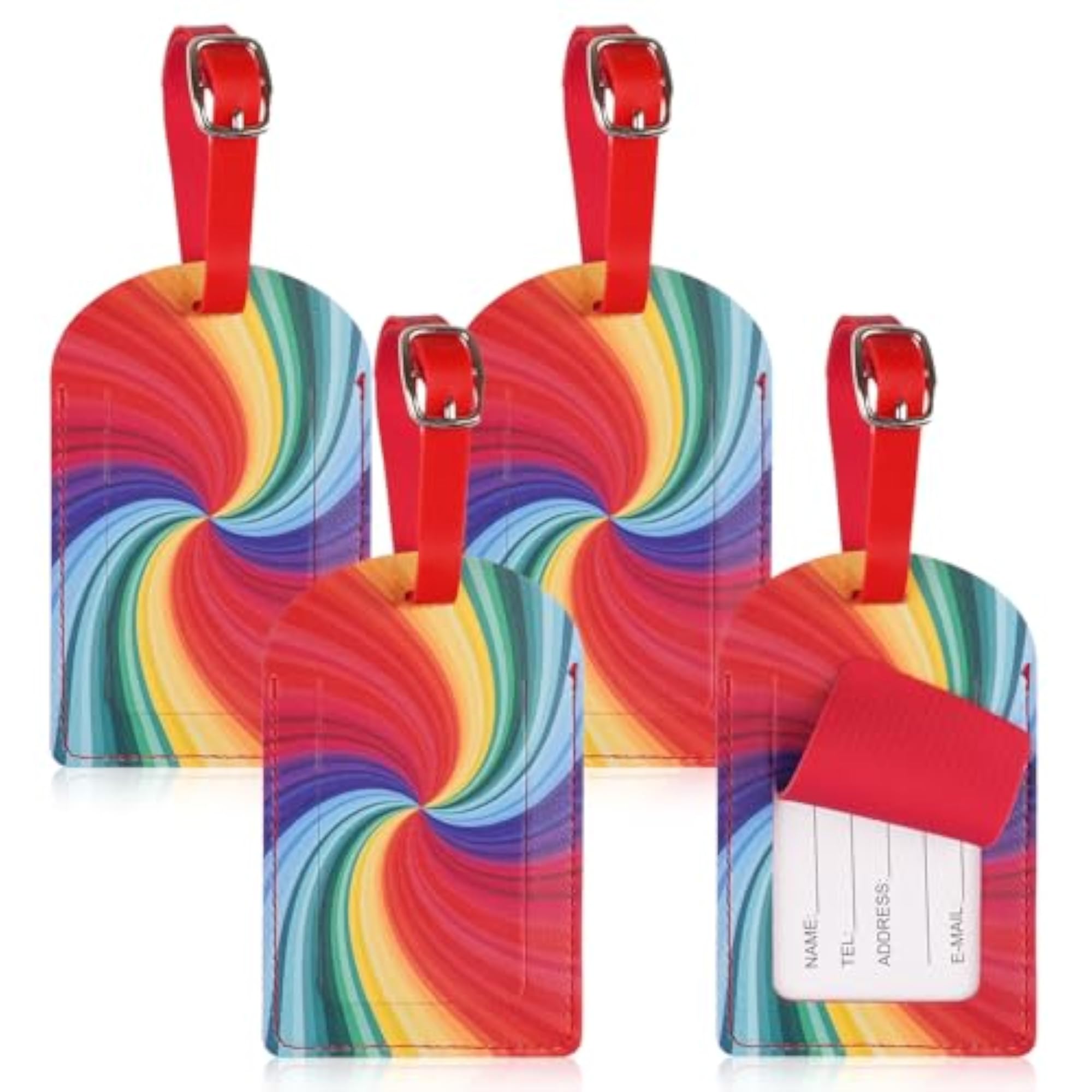 Luggage Tags, 4 Pcs PU Leather Luggage Tags