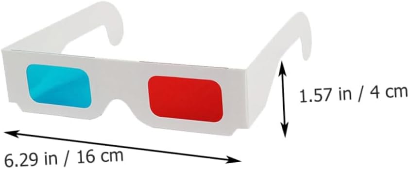 FRCOLOR 30pcs 3D Cardboard Glasses, Universal Anaglyph Paper Eyewear, Red Blue Lenses Video