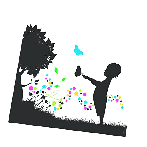 Tableau toile imprimée silhouette enfant œuvre d'art contemporaine noire et blanche