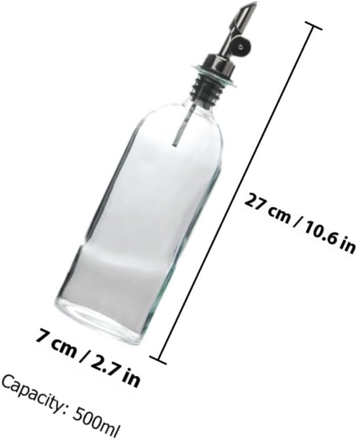 Glass Oil Dispenser Bottle 2pcs 500ml Olive Oil Vinegar Container with Pour Spout for Kitchen Cooking and Soy Sauce Storage
