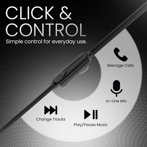 Image of sonilex Bullet-2 in Ear, Type C Wired Earphones with Magnetic Earbuds, Clip Mic, Powerful Audio, Wide Compatibility, Unique Earbuds Design, HD Sound, 1.2M Cable, Black