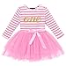 FYMNSI Kleinkinder Baby Mädchen 1 Jahr Geburtstag Party Kleid Gestreift Tüllkleid Langarm Baumwolle Prinzessin Tütü Festkleid Streifen Herbstkleid Freizeit Fotoshooting Bekleidung Rosa