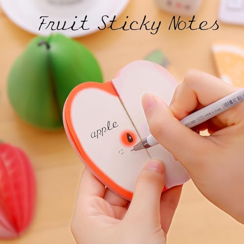 Image of 3D Fruit Shape Memo Notes Pads - Cute DIY Colorful Mini Self-Adhesive Notepads with Clip, Portable Scratch Paper Memo Pads for Desk Decoration, Office, School & Planner Supplies (5 PCS)