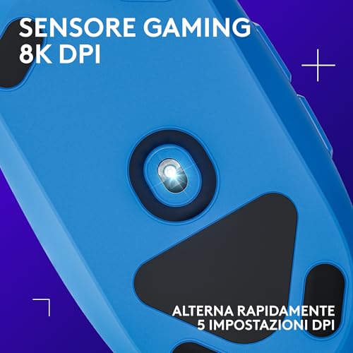 G203 LIGHTSYNC Mouse Gaming con Illuminazione RGB, Personalizzabile, 6 Pulsanti Programmabili, Sensore per Gaming, Tracciamento a 8000 DPI, Peso Ridotto - Blu - Mouse gaming - Immagine 1
