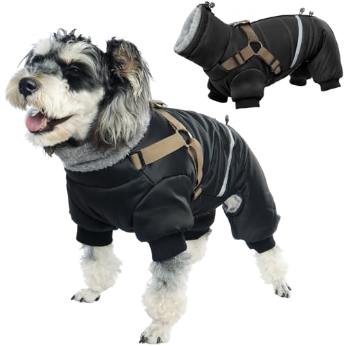 Cappotto Invernale per Cani Nero con Pettorina L