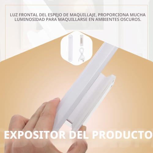 Lámpara de maquillaje LED portátil recargable por USB luces de espejo en plástico blanco para tocador 7
