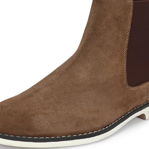 Image of Blue Leather By Centrino Genuine Leather Men's Formal and Casual Leather Boots | Versatile and Sophisticated Chelsea Boots for Every Season | Fashionable Elegant Boots for Any Occasion (3964)
