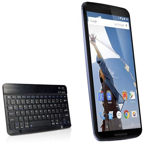 BoxWave Keyboard Compatible with Motorola Nexus 6 - SlimKeys Bluetooth Keyboard, Portable Thin with Chiclet-Style Keys - Jet Black