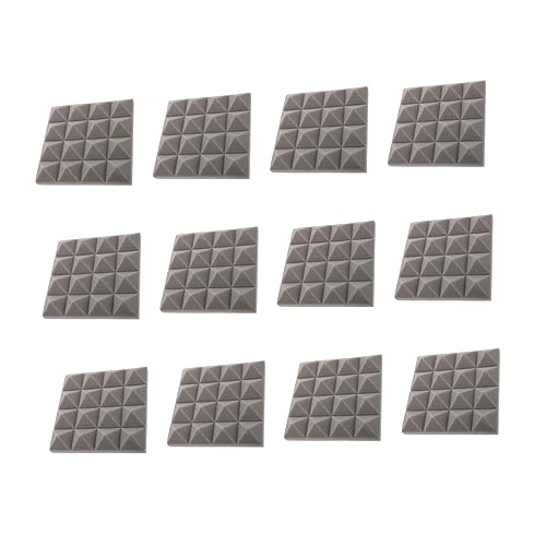 LALADEFIEE 12個 吸音綿 防音綿 吸音壁タイル 壁吸収ノイズフォーム 発泡音響パネル 遮音吸収 吸音パッド slilent 消音マット 音響マット 消音パネル 消音板 ポリウレタン Grey