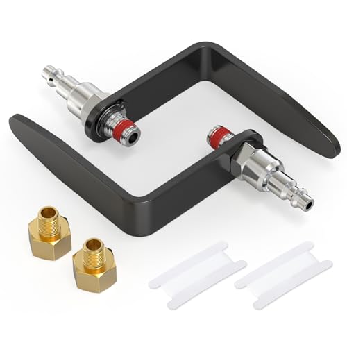 GASHER Pneumatic Tool Rafter Hook Hanger with 3/8" NPT Swivel Air Fittings, 3/8" & 1/4" Brass Bushing, Easy Install Hooks L Shaped Hook For Air Nailer, Air Blow Gun 2Pcs