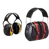 3M Coquilles antibruit Peltor X2 ; protection des oreilles, protection auditive contre les niveaux de bruit dans la gamme de 94 à 105 dB & Optime III - Casque antibruit en serre-tête - noir/rouge