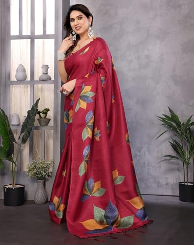 Yashika Women's Printed Art Silk Women Saree Kanjivaram Saree with Blouse Material |saree for Women | Saree | New Sari | Latest Saree (AZ-YS-P1-DENISHA MAROON JHALAR) - Image 3 thumbnail