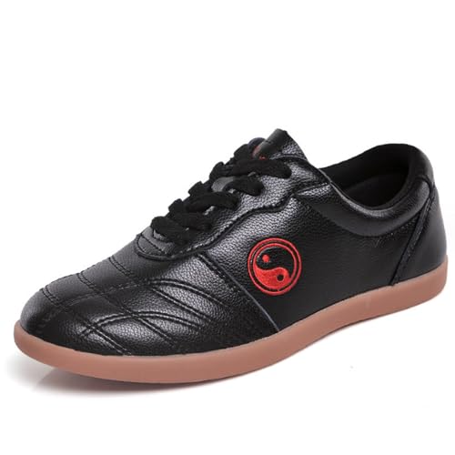 Tai Chi Shoes for Men Non Slip Martial Arts Shoes Women Leather Tai Chi Kung Fu Training Shoes,Taekwondo Shoes,Kung Fu Shoes(Size:45EU/9.5 US,Color:Black)