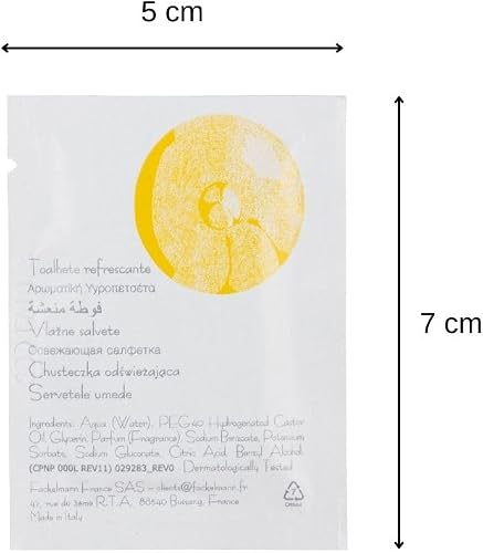 Fackelmann 236523 Lot de 30 rince-Doigts, lingettes rince Doigts, Senteur Citron, Lave-Mains, Papier, Aluminium, Blanc, 7 x 5 cm (Emballage lingette) - 3