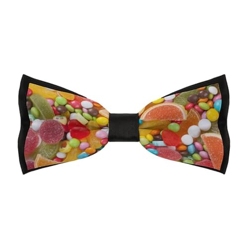 JYYAU Colorful Candy Pattern Bow Tie Adjustable Necktie For Men Business Fashion Pre-tied Tie Neckwear Novelty Accessory For Weddings Party Festival