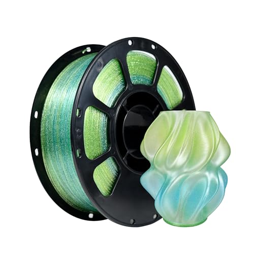 Image of iBOSS PLA Plus Filament 1.75mm+ /- 0.02 mm, 3D Printer Filament Transparent Tri Color Filament with Shiny Glitter, 3D Printing Filament, 1KG /Spool Transparent Sparkling Yellow Blue