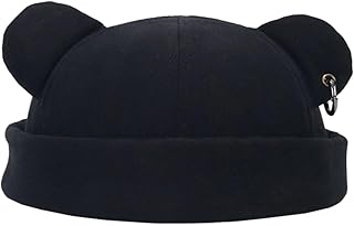 Fall Winter Beanie Hats for Women Men Bear Ear Skull Cap Brimless Cap Adjustable Docker Cap