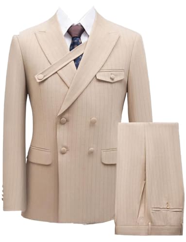 Costume à rayures double boutonnage coupe tailleur premium