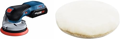Bosch GEX18V-5N Lijadora orbital aleatoria sin escobillas de 18 V de 5 pulgadas (herramienta desnuda) y disco de pulido BOSCH RS014 de 5 pulgadas,