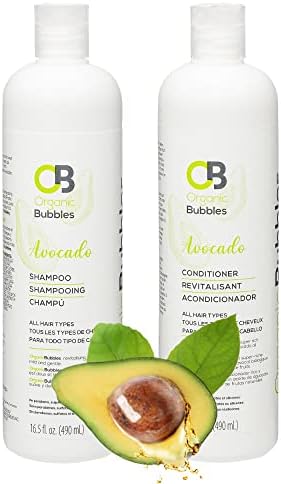 Organic Bubbles Avocado Shampoo and Conditioner with Aloe Vera leaf juice. Our Avocado Shampoo and Conditioner is Organic, 100% Vegan, No Parabens, Sulphates or Silicones. 490 ml each.