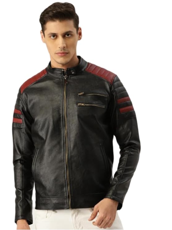 leather retail Men's Faux Leather Solid Jacket (Black) LRRPBL0511-picture-14