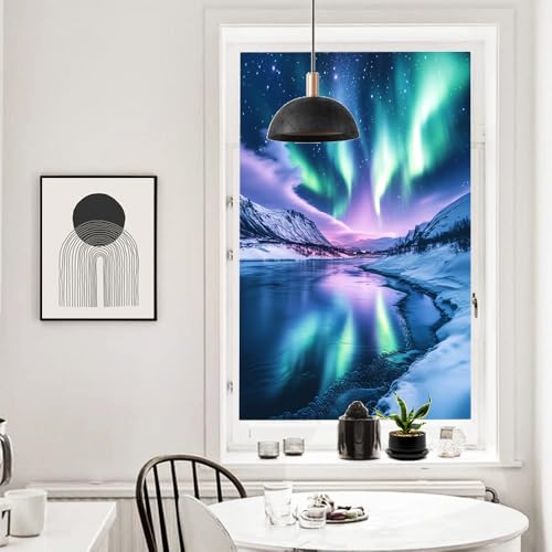 Vinilo decorativo de ventana forest aurora borealis 17.7 x 23.6 in miniatura 4
