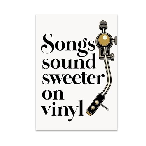 Retro Music Wall Art Poster Print - Songs Sound Sweeter on Vinyl - 13x19 - Elegant Serif Style