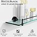 KOCOK 24 Inch Glass Bathroom Shelves,Matte Black Floating Shelves for Wall Rectangular Modern Stainless Steel Glass Shelf for Bathroom Shelves Wall Mounted