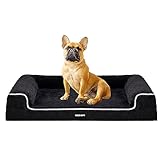 HMTOPE Orthopädisches Hundebett für Grosse und Mittelgroße Hunde, Hochdichter Schaumstoff Hundesofa, Abnehmbar und waschbar, Rutschfester Boden, Hundekissen, Hundekorb, Grau, 91cm