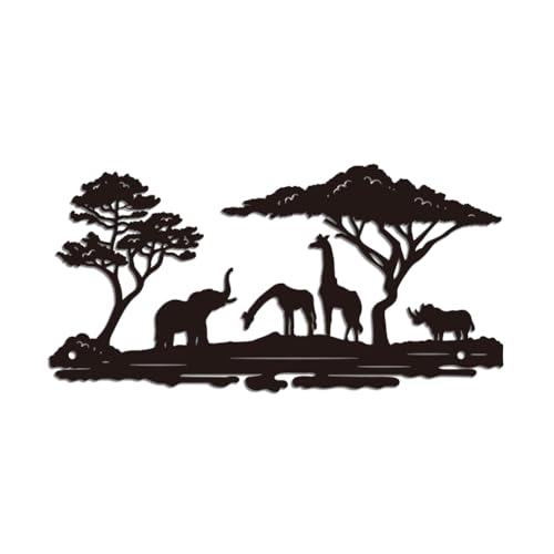 WADORN Black Elephants Metal Wall Art Decor, Animal Wall Silhouette Sculpture