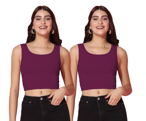 Image of TOPLOT Women's Solid Ribbed Round Neck Sleeveless Slim Fit Tank Top (5069)