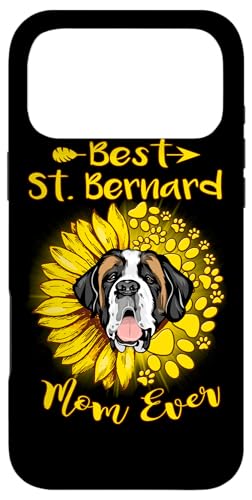 Best Saint Bernard Dog Mom Ever Sunflower Funny Paw Lover Case for iPhone 17 Pro Max