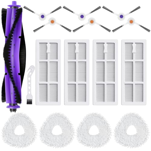 BUXEBUX Replacement Parts for NARWAL Freo Robot Vacuum Cleaner Spare Accessories Kit, 1 Main Roller Brush, 4 Hepa Filters, 4 Mop Pads, 6 Side Brush, (15 Pack)