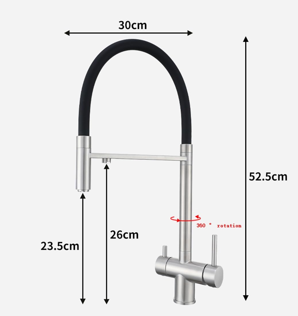 Robinet de cuisine avec douchette extractible - Mitigeur monocommande pivotant à 360° pour débit d'eau haute pression