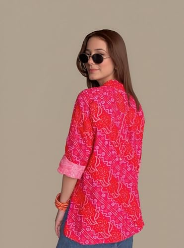 Image of Aahwan Orange Solid Button Up Drop Shoulder Striped Print Casual Formal Long Sleeve Shirt for Women's & Girl's