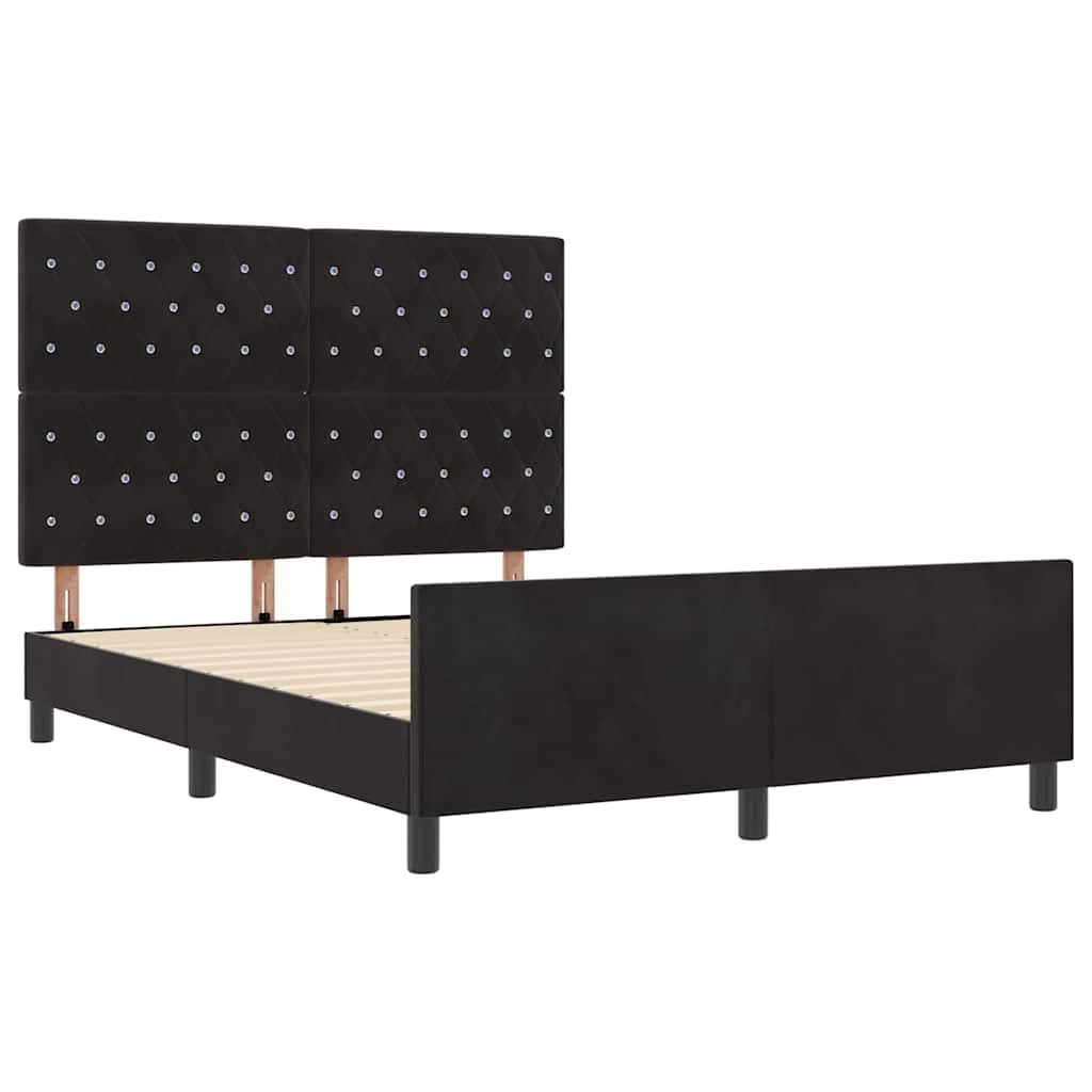 Boxspringbett mit Kopfteil Schwarz 140 x 200 cm Samt
