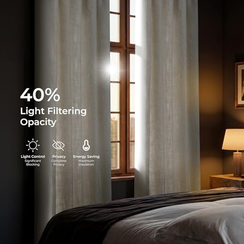 Image of HPD Half Price Drapes Heavy Faux Linen Light Filtering Curtains for Bedroom 84 Inches Long (1 Panel) - Rod Pocket Curtains for Living Room - Window Curtains Home Decor - 50 X 84, Melted Cream