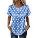 Women's Fashion Summer Business Tops Printed Round Neck Silk Shirts Short Sleeve Dressy Casual Loose Satin Blouse