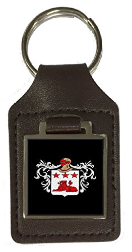 Porte-clés en cuir Spence avec blason héraldique marron de haute qualité