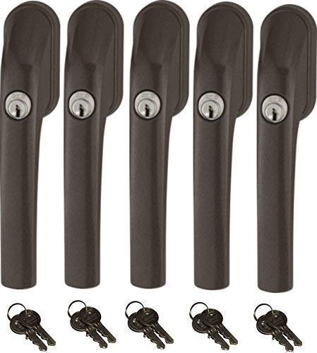 Abus FG300 abschließbarer Fenstergriff, braun, im Set 5 Stück alle gleichschließend mit insgesamt 10 Schlüssel